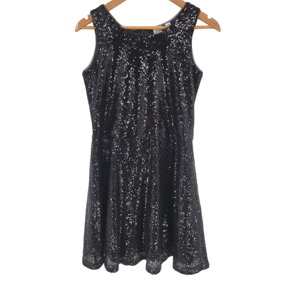 Gap‎ Kids Black Sequin Party Dress Birthday Holiday Girls Size XXL 14-16 - Picture 2 of 10